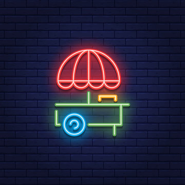 Neon Food Cart Stall Icon