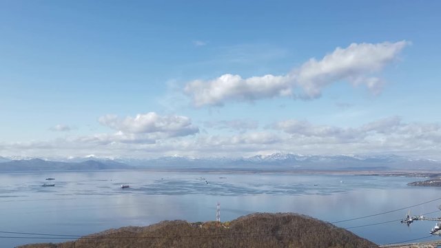 Seascape with a view of the Avachinsky Bay. Kamchatka, Russia