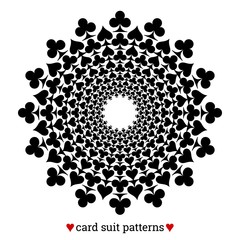 Gambling card suit poker pattern made with clubs and spades