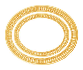 Gold Oval Frame isolated on white with clipping path