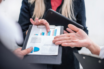 close up. group of business people discussing financial data