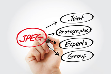 JPEG - Joint Photographic Experts Group acronym, concept background