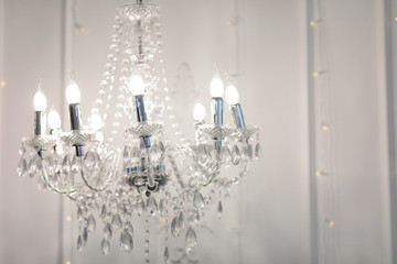 Chrystal chandelier close-up. Glamour background with copy space - Image