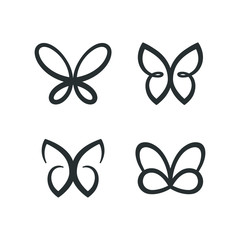 butterfly icon set. Concept Logo Design Template Set of silhouette of butterfly, vector illustration