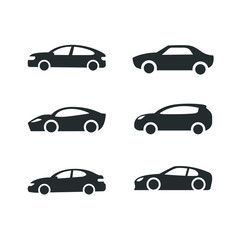 Car vector icons set. Isolated simple front logo illustration. Sign symbol. Auto style cars logo design with concept sports vehicle icon silhouette.