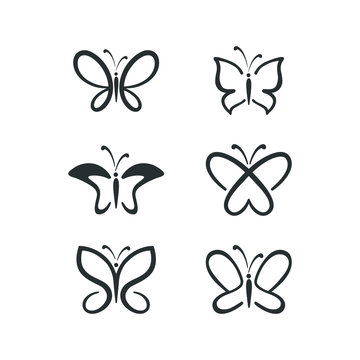 butterfly icon set. Concept Logo Design Template Set of silhouette of butterfly, vector illustration