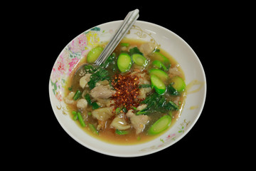 Fried noodle with pork.