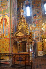 Fototapeta na wymiar Yaroslavl, Russia - July 25, 2019: Interior of the Church of Elijah the Prophet