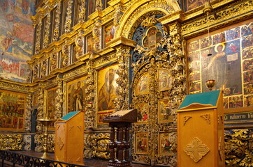 Yaroslavl, Russia - July 25, 2019: Iconostasis of the Church of Elijah the Prophet