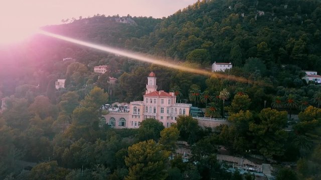 Drone view of Chateau Saint Georges in the city of grasse in provence in France.