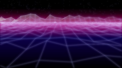 synthwave noize net Retro Background 3d render