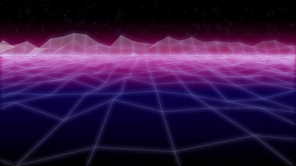 synthwave noize net Retro Background 3d render