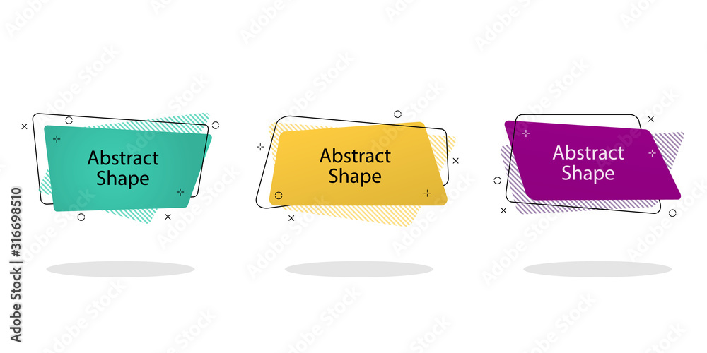 Wall mural set of irregular abstract form banner. design label element with geometric rectangle shape for disco