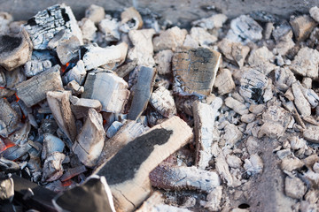 Gray ash from the oven