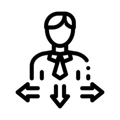 Human Man Arrows Icon Vector. Outline Human Man Arrows Sign. Isolated Contour Symbol Illustration