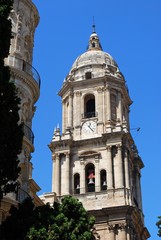 Fototapeta premium View of the Cathedral bell tower, Malaga, Spain.