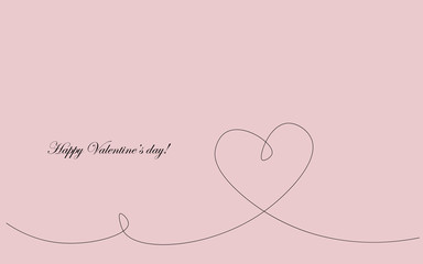 Happy valentines day pink background heart. Vector illustration