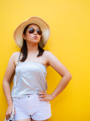 portrait of young woman in hat summer concept 