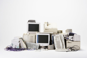 Pile of computer hardware