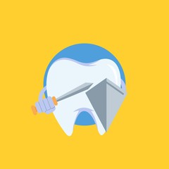 illustration vector of teeth warrior protect himself, good for mouth health education