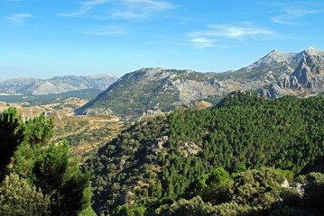 Fototapeta na wymiar General view of mountains and countryside in the Sierra de Grazalema, Spain.
