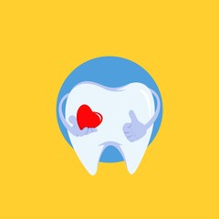 illustration vector of teeth get heart good for mouth health education