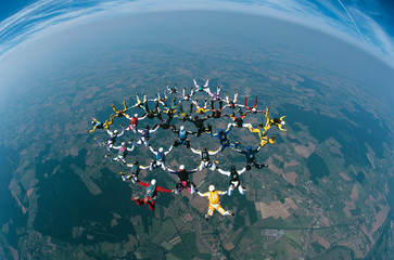 Multi Sky Divers in a shape