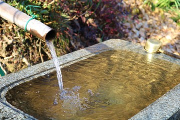 手水舎　つくばい　冬　