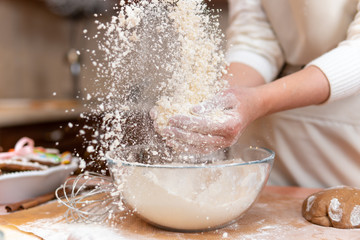 Women prepare cookies in the kitchen concept cooking