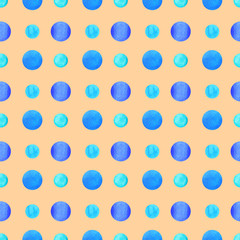 Blue polka dot seamless pattern watercolor painting illustration design