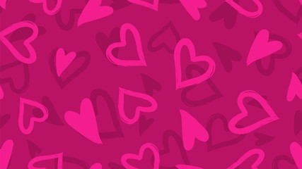 Doodle hearts pattern. Romantic love brushed background. Valentine day drawn texture. Trendy hipster, wedding fashion vector seamless ornament. Illustration wrapping seamless pattern