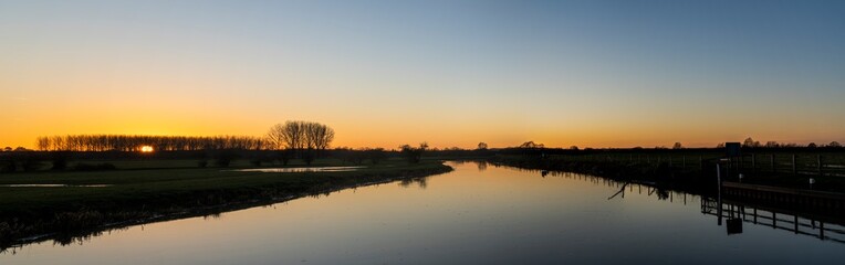River Nene panorama at sunset near Warmington, Northants  