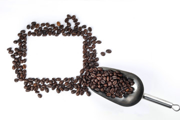 Coffee Been frame border on white background empty text space