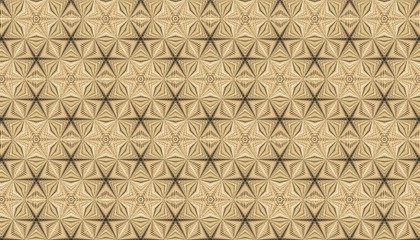 seamless background with  gold stars and flowers pattern