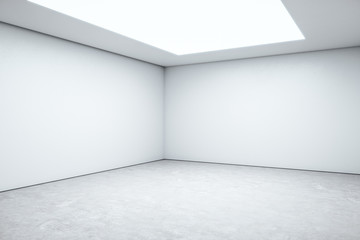 Modern room space with empty white wall - obrazy, fototapety, plakaty