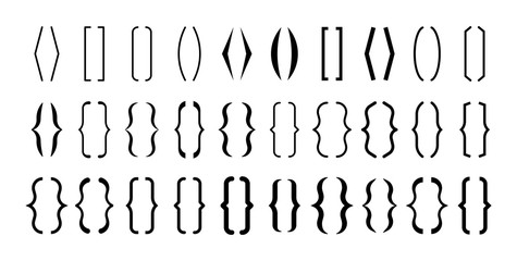 Set of Text brackets. Bracket icon. Quote box frame. Texting quote and brackets boxes. Quotation. Creative vector banner illustration.