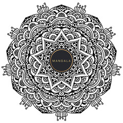 Black and white mandala vector isolated on white. Vector hand drawn circular decorative element.