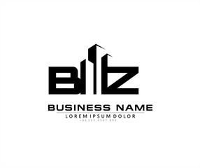 B Z BZ Initial building logo concept