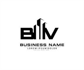 B V BV Initial building logo concept