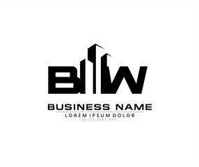 B W BW Initial building logo concept