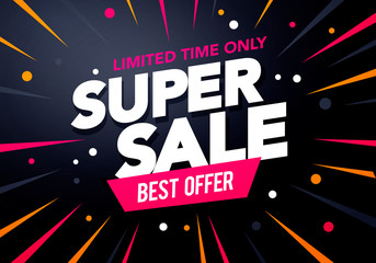 Vector Illustration Promotion Big Super Sale Banner. Discount Design For Newsletter, Poster And Web.