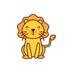 cute lion animal comic character