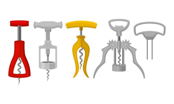 Corkscrews Isolated on White Background Vector Set
