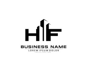 H F HF Initial building logo concept