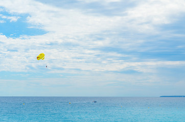 Parachute and the sea. Cannes, France.