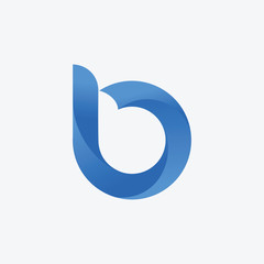 logo letter B with ribbon swoosh wave. The logo can be used for business consulting and financial companies. Technology digital concept. - vector