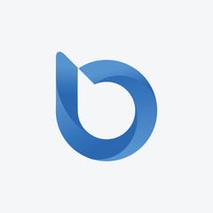 logo letter B with ribbon swoosh wave. The logo can be used for business consulting and financial companies. Technology digital concept. - vector