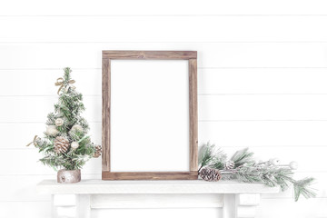 Vertical Rough Wood Frame on Light Background