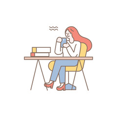 Line art vector people. Office, business worker