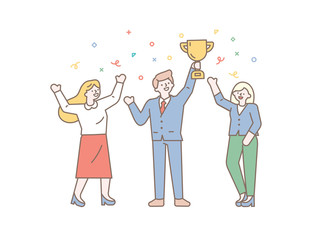 Simple Line art business people vector